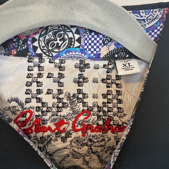 ROBERT Graham Luxury Long Sleeve Dress Shirt, XL, Black Embroidered - Picture 4 of 14